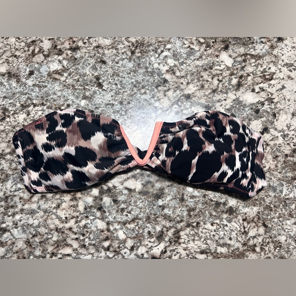 Leopard Print Strapless Swim Top